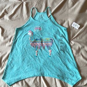 Girl tank top in Turquoise with lama
